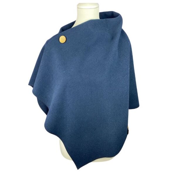 Poncho Mantelstoff Marineblau